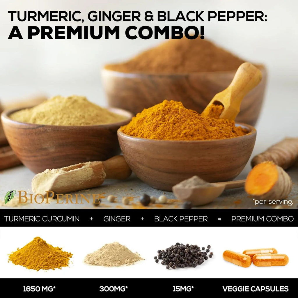 Turmeric Curcumin with BioPerine & Ginger 95% Standardized Curcuminoids - TrustMedUSA