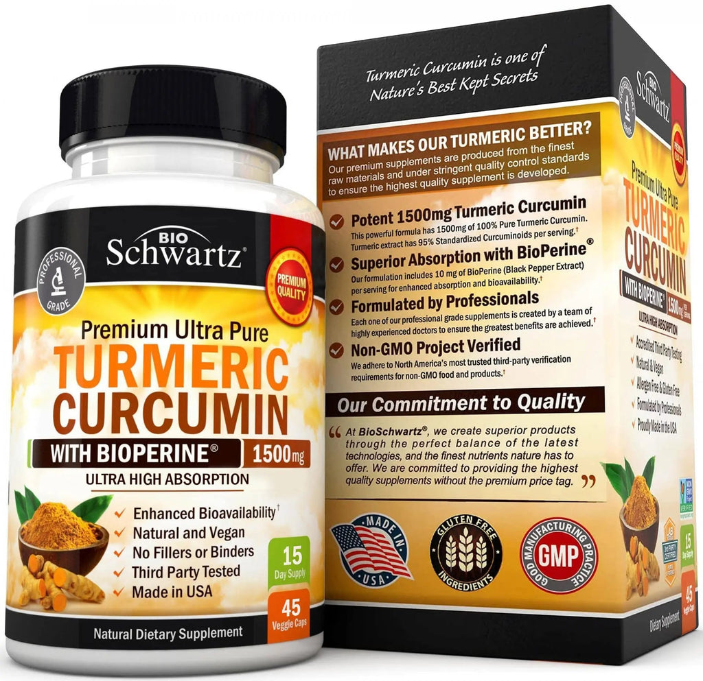 Turmeric Curcumin with Black Pepper Extract 1500mg - High Absorption - TrustMedUSA