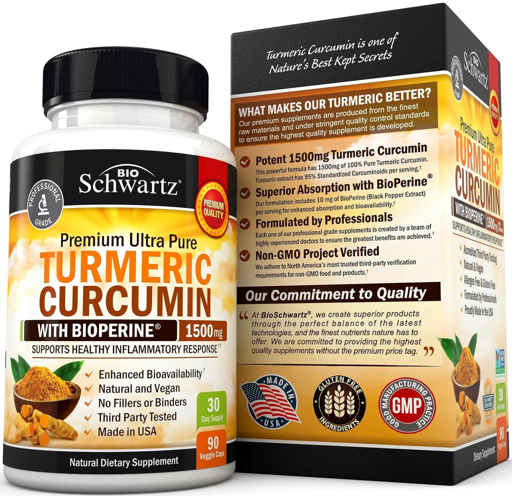 Turmeric Curcumin with Black Pepper Extract 1500mg - High Absorption - TrustMedUSA