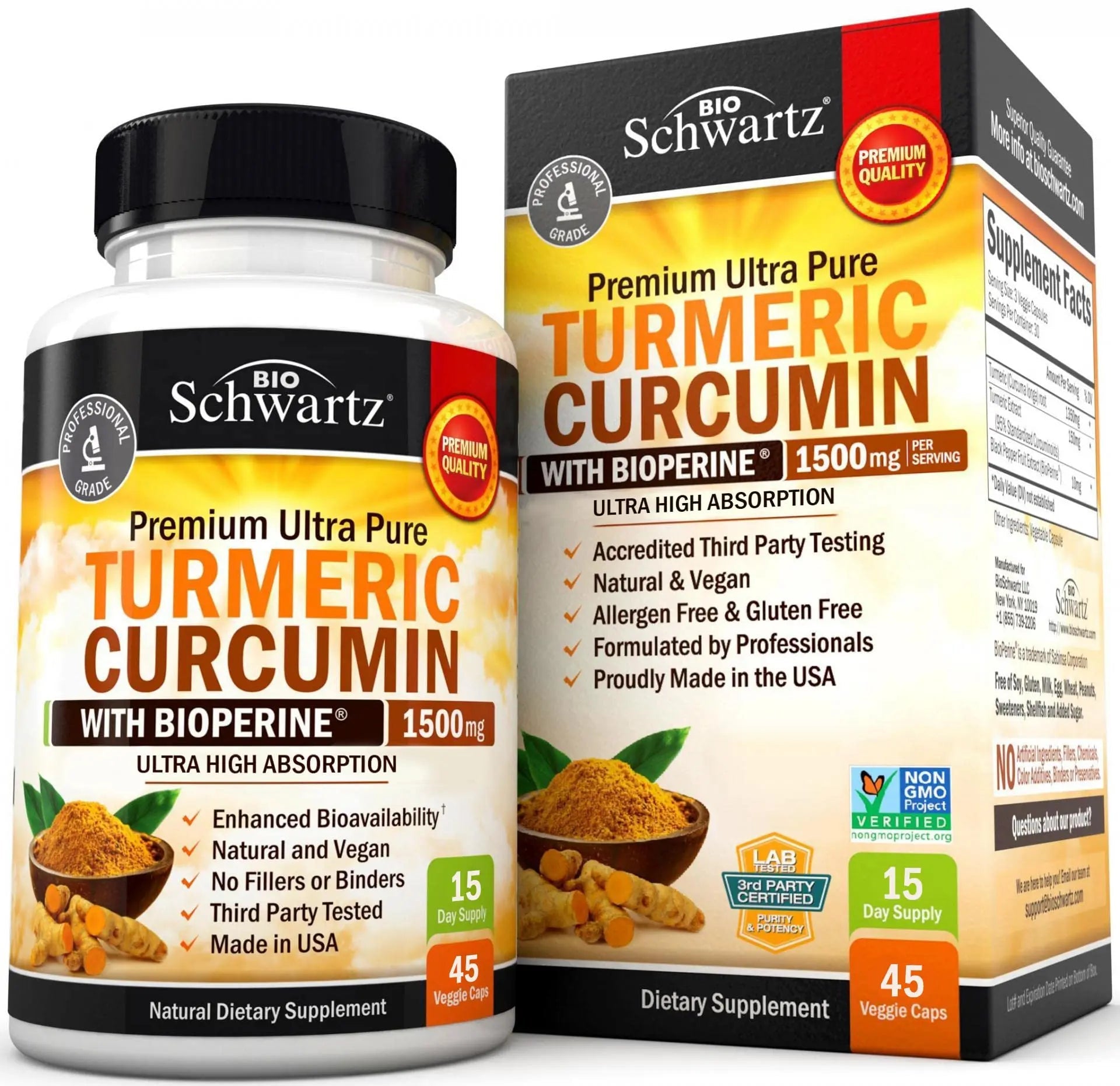 Turmeric Curcumin with Black Pepper Extract 1500mg - High Absorption - TrustMedUSA