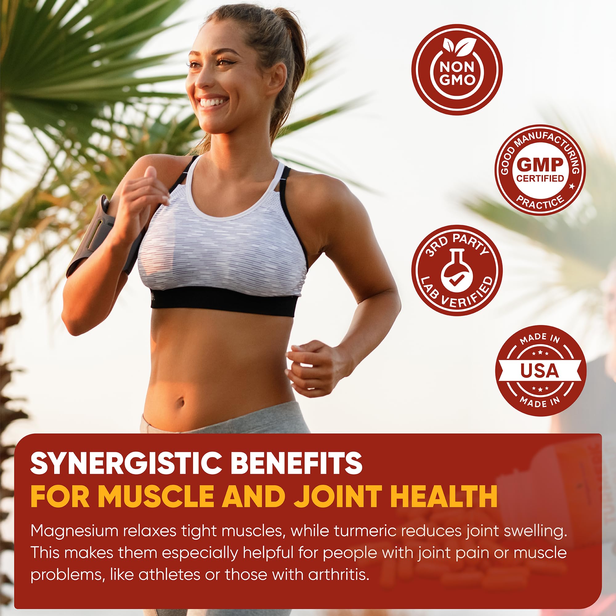 Turmeric Tranquility Turmeric Curcumin & Magnesium Glycinate with BioPerine – Support for Stress Relief, Sleep, Heart Health, Muscles, Metabolism, and Joint Health* - High Absorption - 90 Capsules (1) - TrustMedUSA