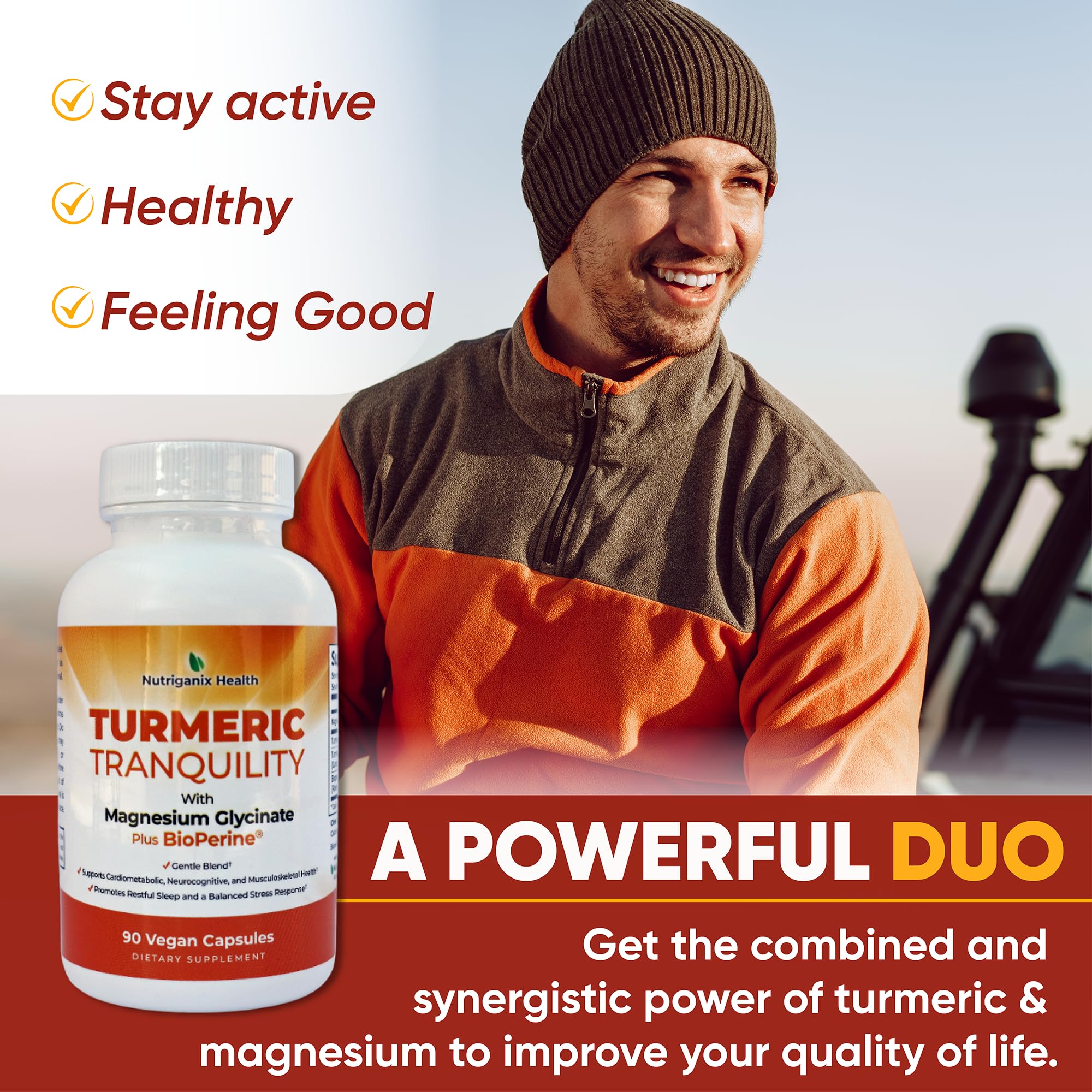 Turmeric Tranquility Turmeric Curcumin & Magnesium Glycinate with BioPerine – Support for Stress Relief, Sleep, Heart Health, Muscles, Metabolism, and Joint Health* - High Absorption - 90 Capsules (1) - TrustMedUSA