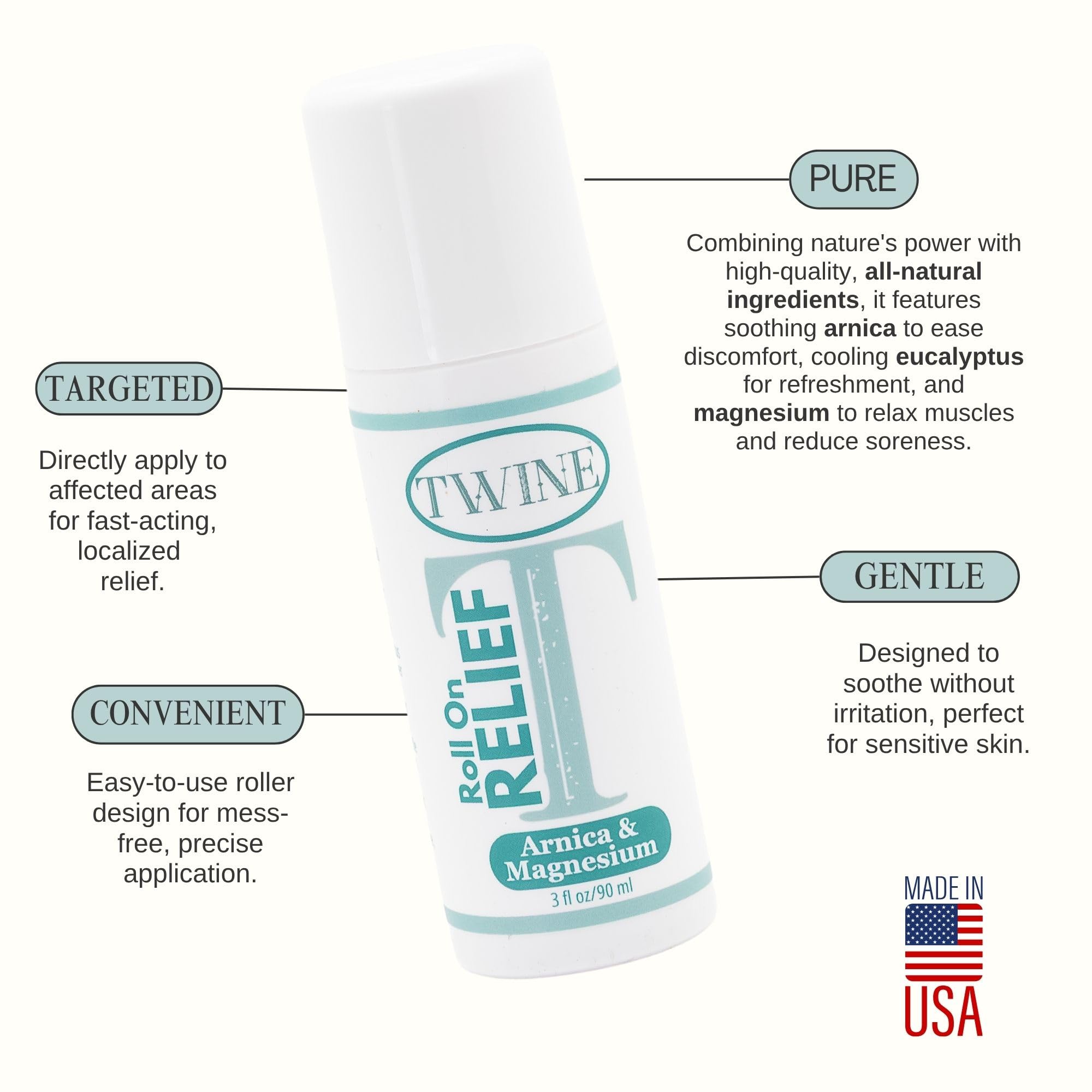 TWINE All-Natural Muscle Relief Roller with Arnica, Camphor & Eucalyptus – 90ml - TrustMedUSA