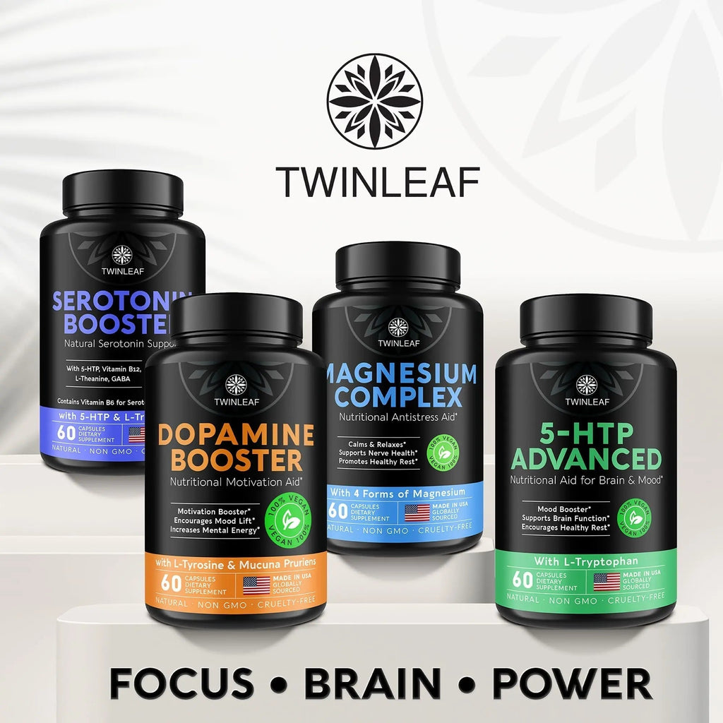 TWINLEAF Dopamine Brain Support Supplement, 1000 mg Blend - Made in USA - with DMAE, Vitamin B12 and L-Tyrosine - TrustMedUSA