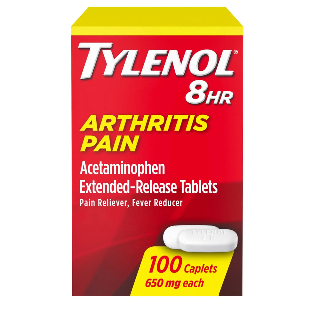 Tylenol 8HR Arthritis Pain Relief Caplets, Fast, Strong Pain Relief, 650 mg Acetaminophen for Minor Arthritis & Joint Pain, Fever Reducer, Extended Release, Won't Irritate Stomach, 100 Count - TrustMedUSA