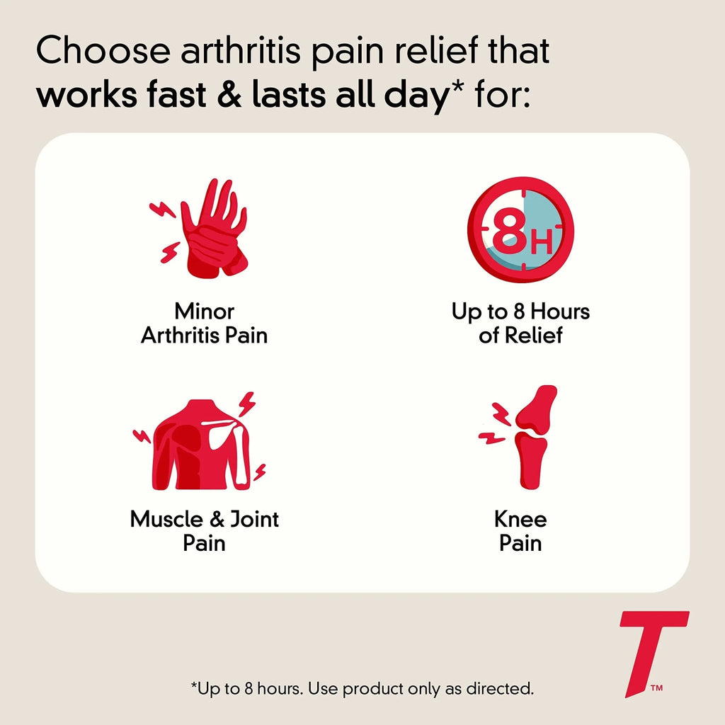 Tylenol 8HR Arthritis Pain Relief Caplets, Fast, Strong Pain Relief, 650 mg Acetaminophen for Minor Arthritis & Joint Pain, Fever Reducer, Extended Release, Won't Irritate Stomach, 100 Count - TrustMedUSA