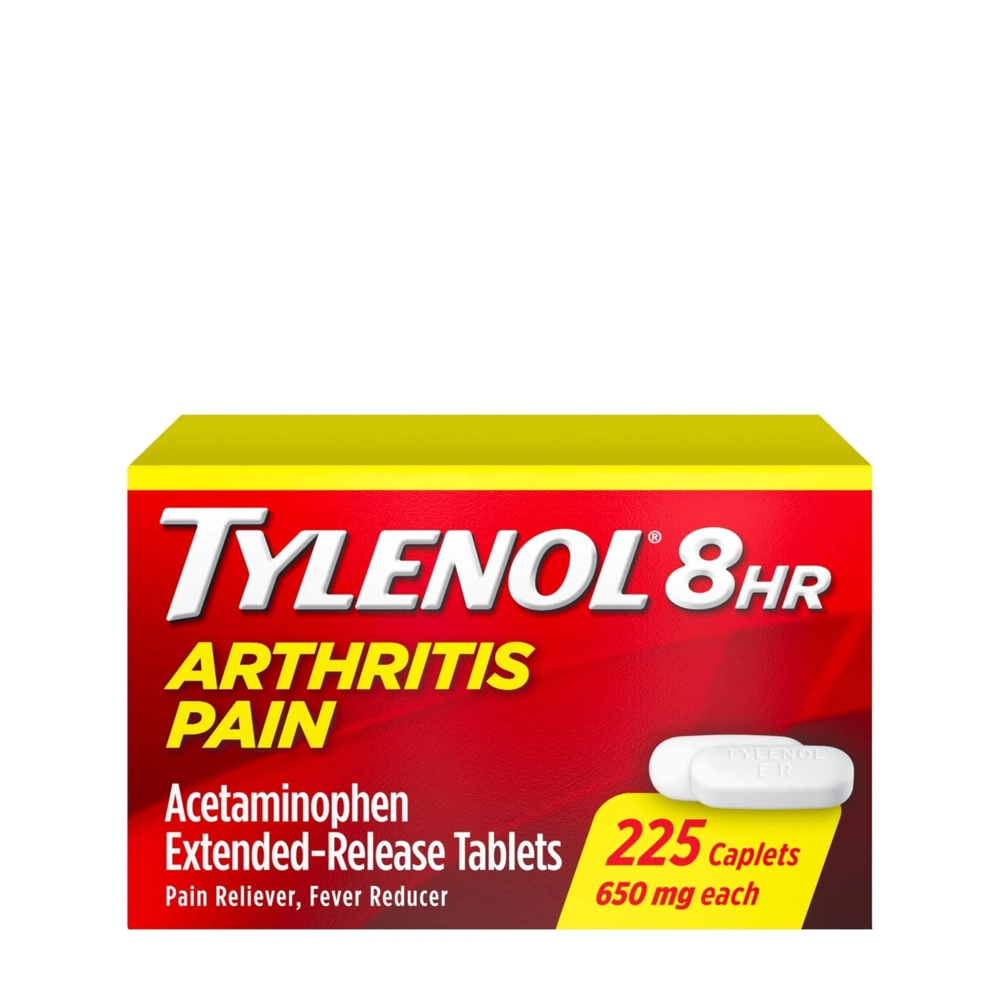 Tylenol Acetaminophen 650 mg Extended Release Caplets, Fast, Strong Pain Relief, 8 Hour Arthritis Pain Relief, Joint Pain Reliever & Fever Reducer, Long-Lasting Relief, Oral Medicine, 225 Count - TrustMedUSA