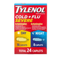 Tylenol Cold + Flu Severe Day & Night Caplets Combo Pack for Multi-Symptom Cold & Flu Symptom Relief, Cough, Sore Throat, and Headache Relief, Acetaminophen Pain Reliever, 24 ct - Maple Wellness Supplements