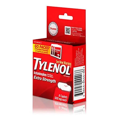 Tylenol Extra Strength 500 mg Acetaminophen Caplets, Pain Reliever & Fever Reducer, Acetaminophen for Minor Arthritis Pain, Headache, Backache & Menstrual Pain Relief, Travel Size, 6 Ct - TrustMedUSA