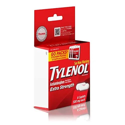 Tylenol Extra Strength 500 mg Acetaminophen Caplets, Pain Reliever & Fever Reducer, Acetaminophen for Minor Arthritis Pain, Headache, Backache & Menstrual Pain Relief, Travel Size, 6 Ct - TrustMedUSA