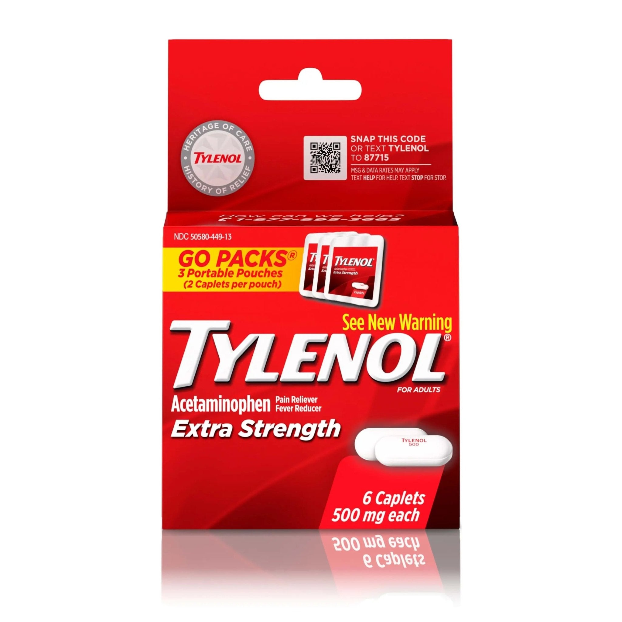 Tylenol Extra Strength 500 mg Acetaminophen Caplets, Pain Reliever & Fever Reducer, Acetaminophen for Minor Arthritis Pain, Headache, Backache & Menstrual Pain Relief, Travel Size, 6 Ct - TrustMedUSA