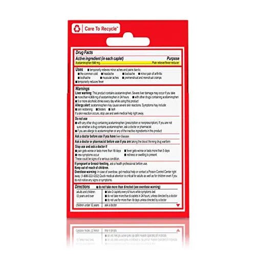 Tylenol Extra Strength 500 mg Acetaminophen Caplets, Pain Reliever & Fever Reducer, Acetaminophen for Minor Arthritis Pain, Headache, Backache & Menstrual Pain Relief, Travel Size, 6 Ct - TrustMedUSA
