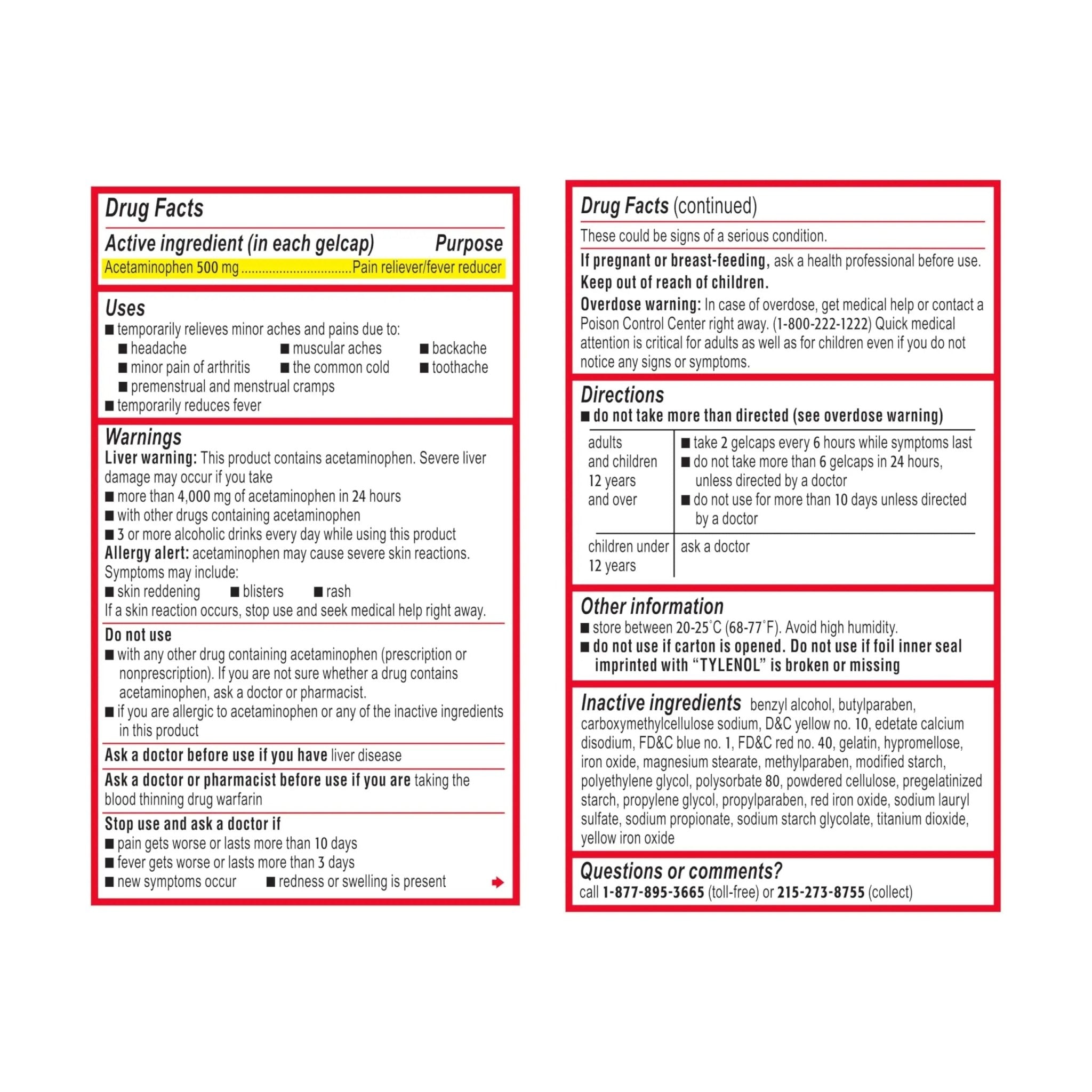 Tylenol Extra Strength Acetaminophen Rapid Release Gels, Fast, Strong Pain Relief, Fever Reducer, 500 mg Gelcaps with Laser‑Drilled Holes for Fast Release, OTC Medicine, 100 Count - TrustMedUSA
