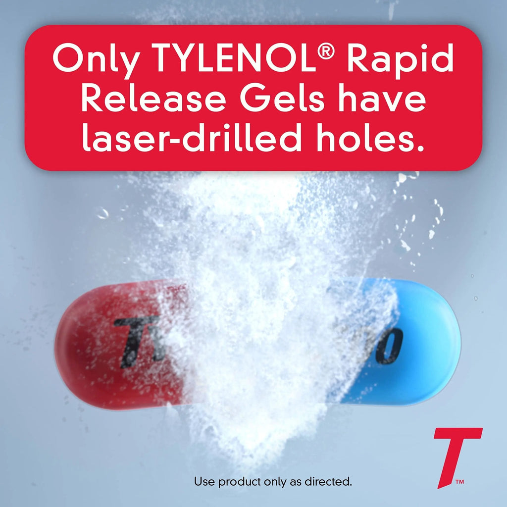 Tylenol Extra Strength Acetaminophen Rapid Release Gels, Fast, Strong Pain Relief, Fever Reducer Medicine, 500 mg Gelcaps with Laser‑Drilled Holes for Fast Release, Value Size, 225 Count - TrustMedUSA