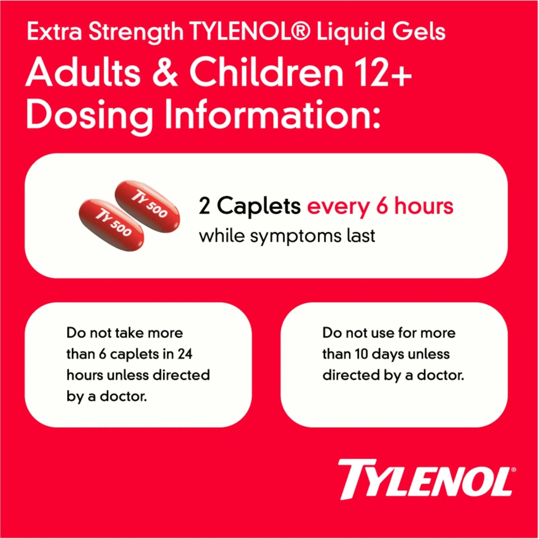 Tylenol Extra Strength Liquid Gels, Fast, Strong Pain Relief, Fever Reducer for Adults with 500 mg Acetaminophen, Fast-Acting Liquid Gel Capsules for Headaches & Minor Pain Relief, 40 Count - TrustMedUSA