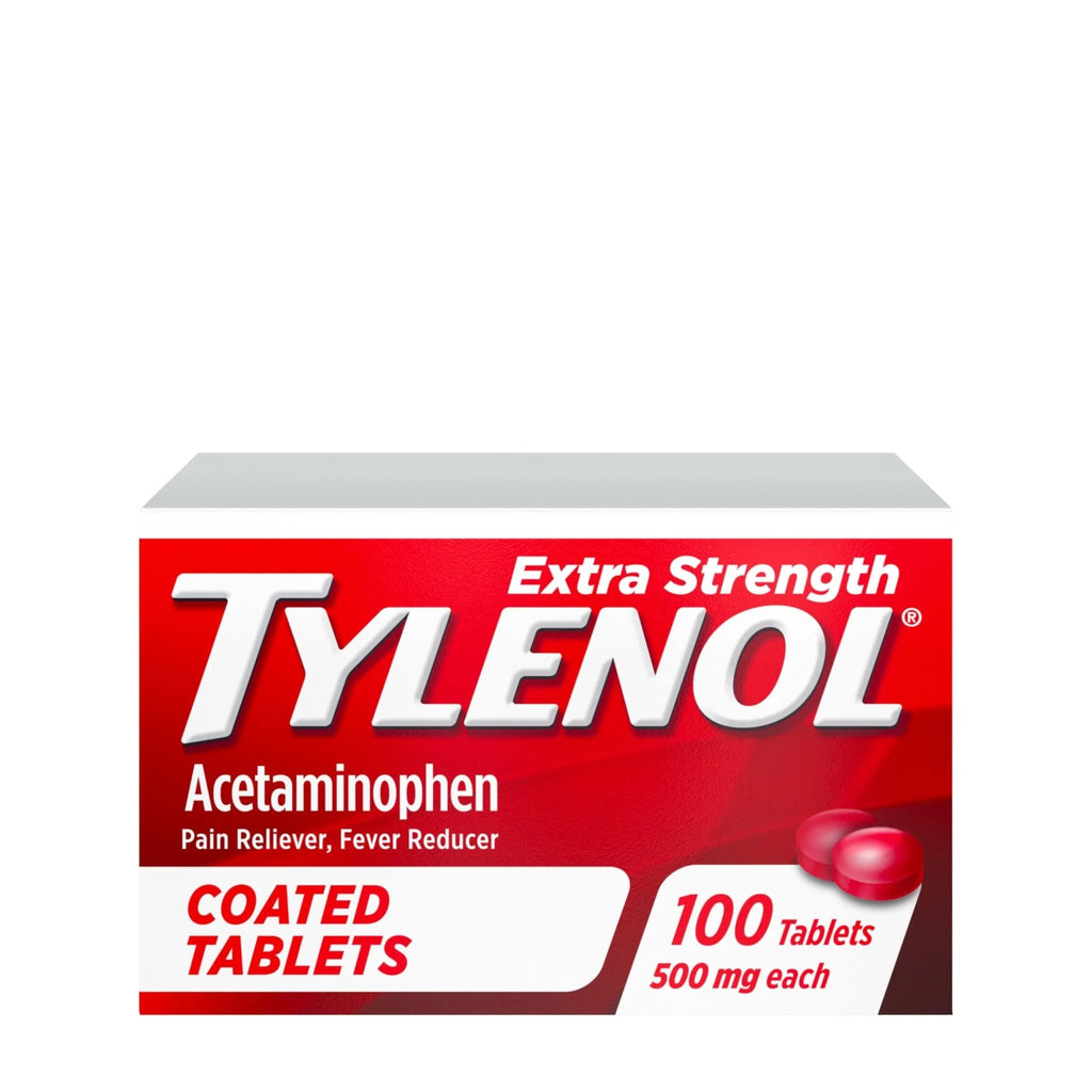 Tylenol Extra Strength Pain Reliever & Fever Reducer, Round Coated Tablets, 500 mg Acetaminophen Pain Relief Pills for Headache, Toothache & Minor Arthritis Pain, 100 ct - TrustMedUSA