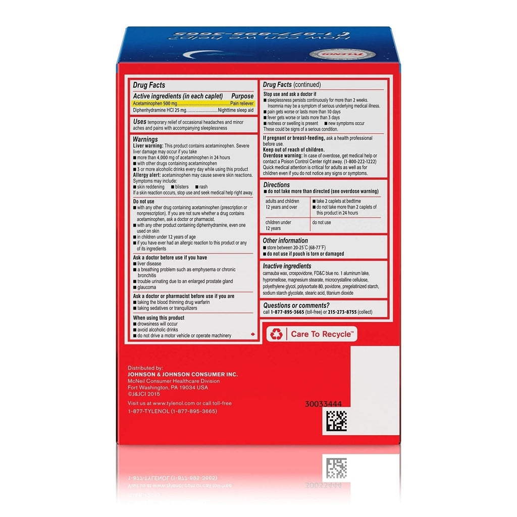 Tylenol PM Extra Strength, 50 Pouches of 2 Caplets, Dispenser Box (Pack of 2) - TrustMedUSA
