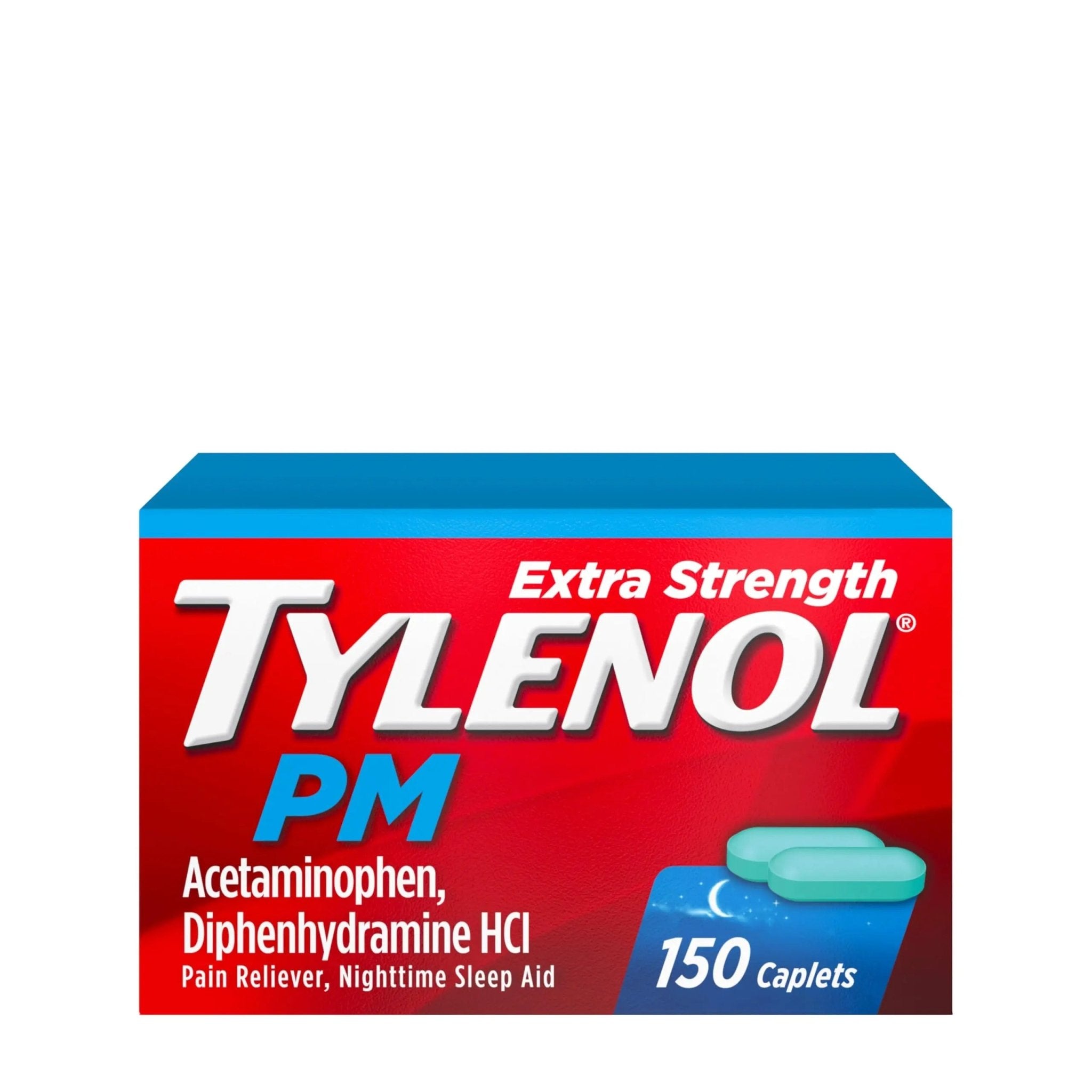 Tylenol PM Extra Strength Nighttime Pain Reliever & Sleep Aid Caplets, 500 mg Acetaminophen & 25 mg Diphenhydramine HCl, Relief for Nighttime Aches & Pains, Non-Habit Forming, 150 ct - TrustMedUSA