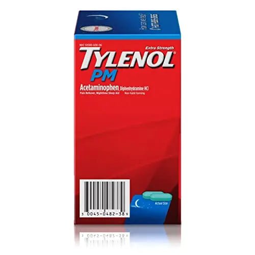 Tylenol PM Extra Strength Nighttime Pain Reliever Sleep Aid Caplets with Acetaminophen & Diphenhydramine HCl, Relief for Nighttime Aches & Pains, Travel Size, 50 Packs of 2 Caplets - TrustMedUSA