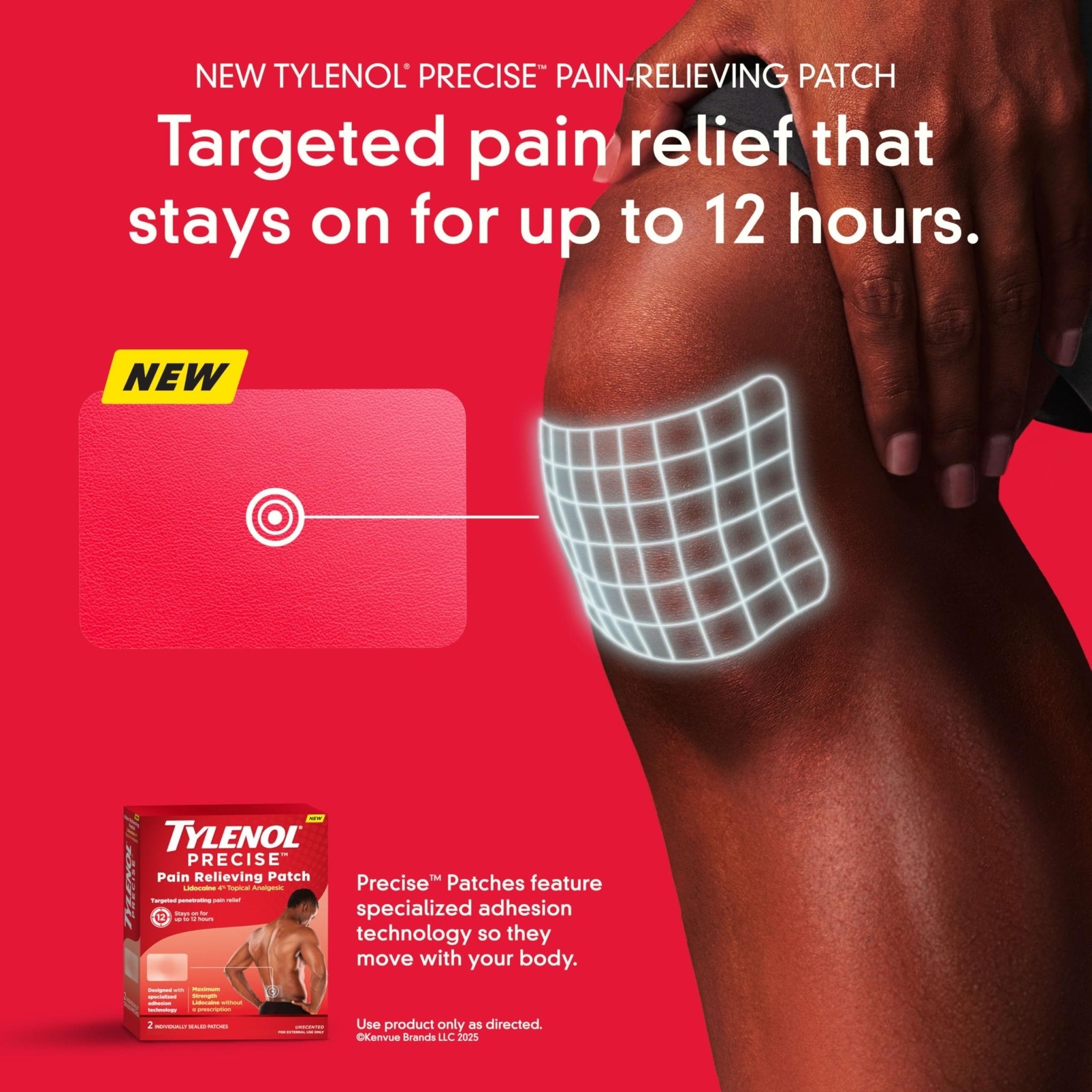 Tylenol Precise Pain Relieving Patches, Large Topical Analgesic Patches + Maximum OTC Strength Lidocaine Penetrates, Targeted Relief Ideal for Shoulder, Back & Knee Pain, Unscented, 4 ct - TrustMedUSA