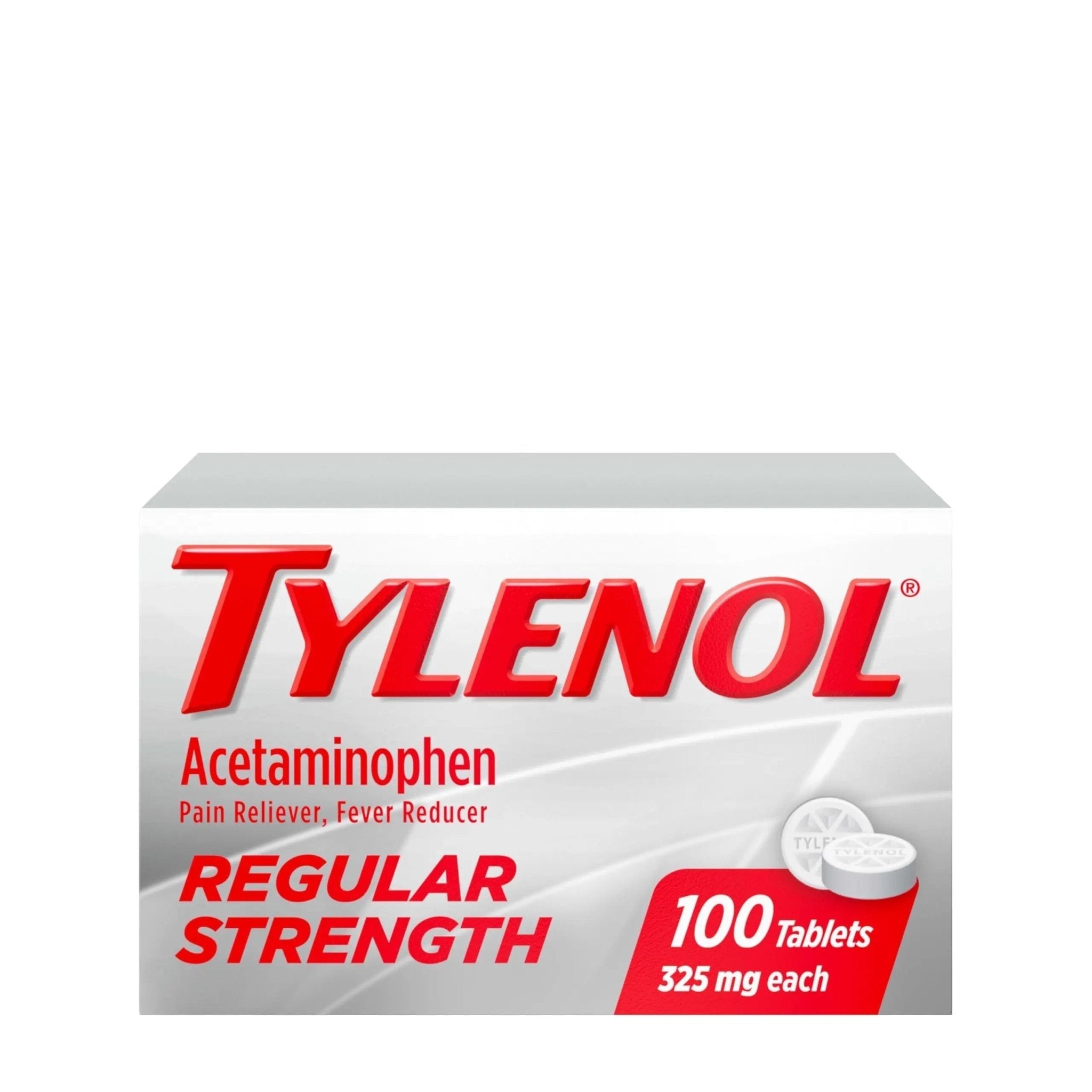Tylenol Regular Strength Tablets with 325 mg of Acetaminophen, Fever Reducer & Pain Reliever for Headache, Backache, Muscle Aches, Joint Pain & Menstrual Cramps, 100 ct - TrustMedUSA