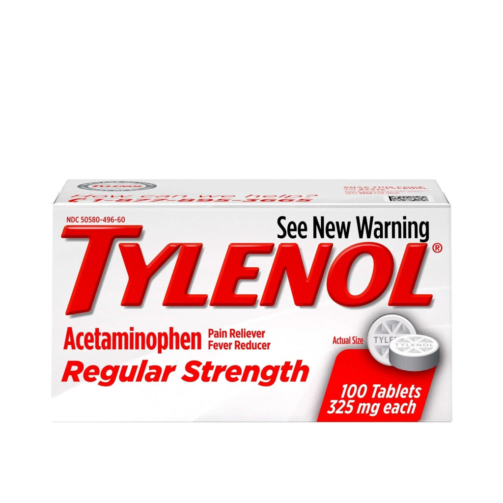 Tylenol Regular Strength Tablets with 325 mg of Acetaminophen, Fever Reducer & Pain Reliever for Headache, Backache, Muscle Aches, Joint Pain & Menstrual Cramps, 100 ct - TrustMedUSA