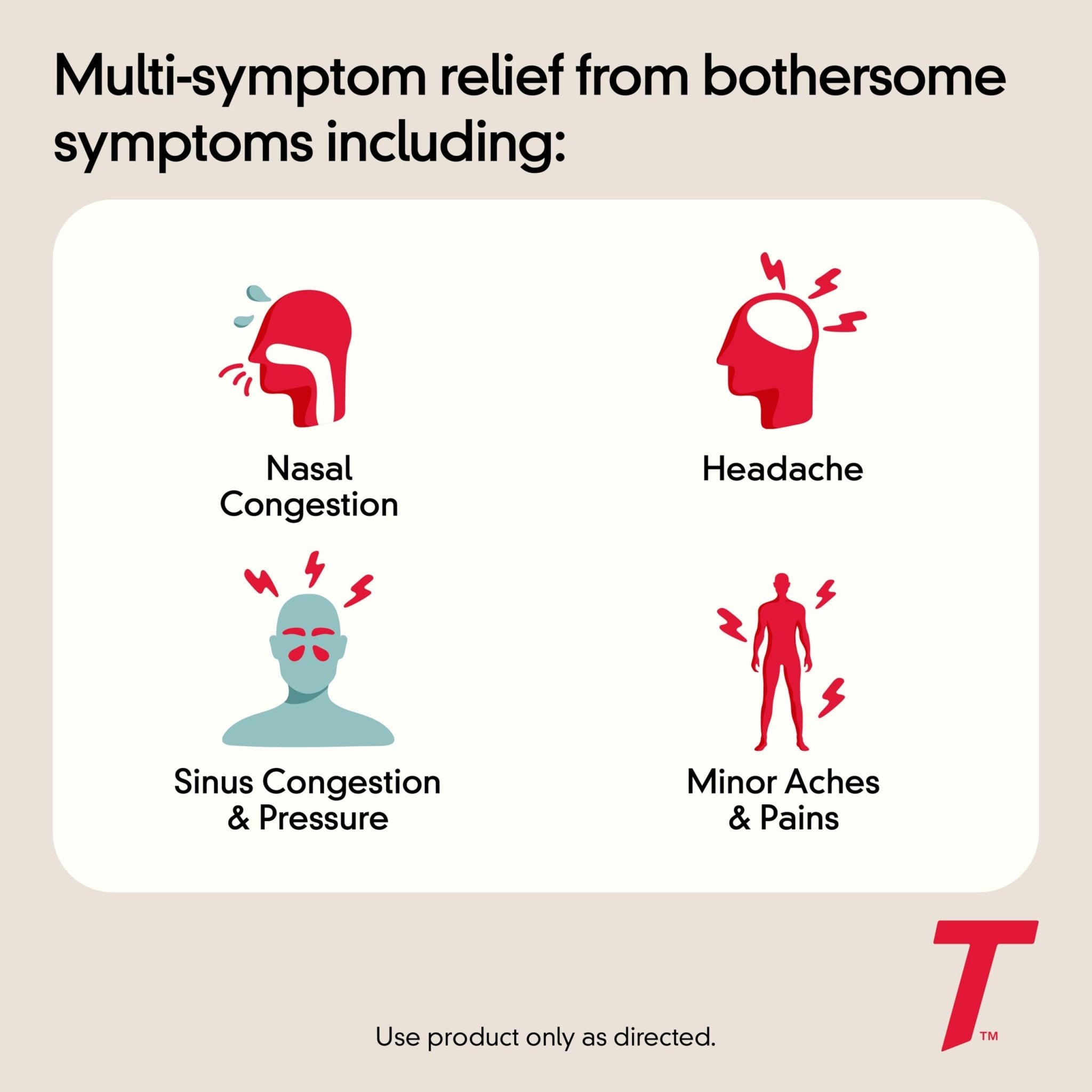 Tylenol Sinus + Headache Daytime Non-Drowsy Relief Caplets, Acetaminophen 325mg, Phenylephrine HCI 5mg, Nasal Decongestant for Sinus Pain, Headache & Nasal Congestion Relief, Fever Reduction, 24 Count - Maple Wellness Supplements