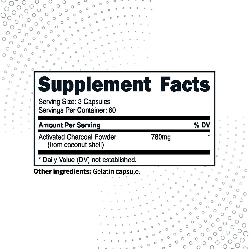 Type Zero Activated Charcoal Capsules (180 Count) - 60 Servings, 780mg Per Serving, from Coconut Shell, Non-GMO, Gluten-Free - TrustMedUSA