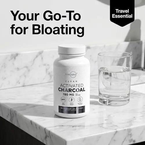 Type Zero Activated Charcoal Capsules (180 Count) - 60 Servings, 780mg Per Serving, from Coconut Shell, Non-GMO, Gluten-Free - TrustMedUSA