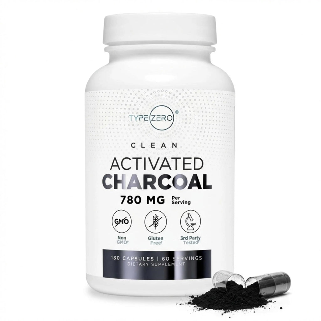 Type Zero Activated Charcoal Capsules (180 Count) - 60 Servings, 780mg Per Serving, from Coconut Shell, Non-GMO, Gluten-Free - TrustMedUSA