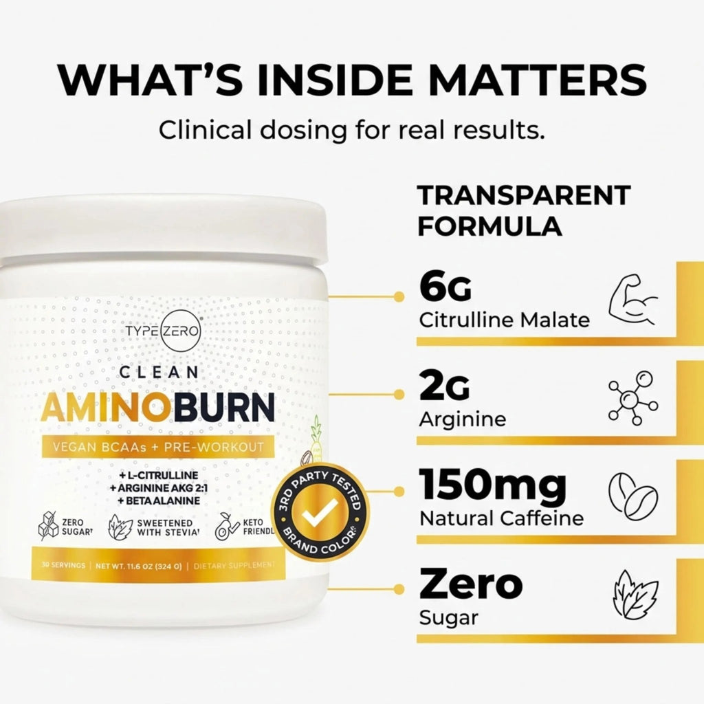 Type Zero Amino Burn Vegan BCAAs + Pre-Workout (Pina Colada Flavored) - TrustMedUSA
