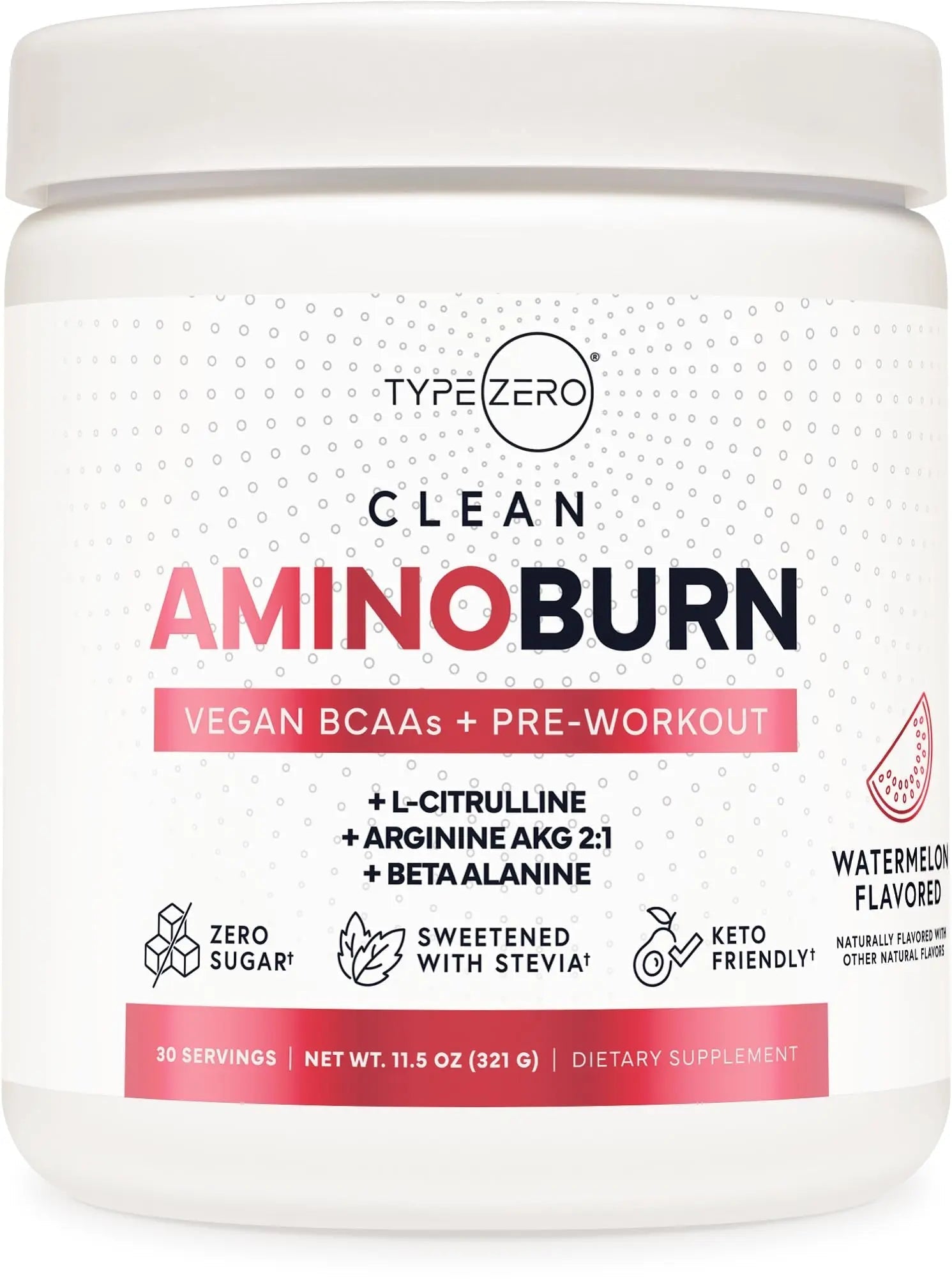Type Zero AminoBurn (Watermelon Flavored) - Vegan Amino Acids BCAA Drink Sugar-Free Energy Drink Powder & Amino Acids Supplement - Natural Energy - TrustMedUSA
