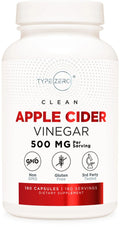 Type Zero Apple Cider Vinegar Capsules (180 Count) 500mg Per Serving - Non-GMO, Gluten-Free Supplement - TrustMedUSA
