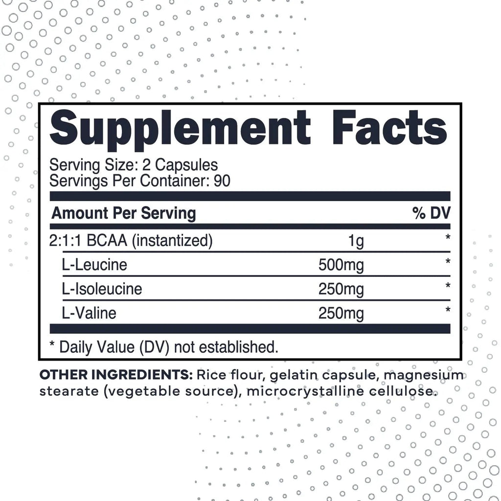 Type Zero BCAA 1000mg (180 Capsules, 90 Servings), Branched Chain Amino Acids (500mg of L-Leucine, 1000mg of L-Isoleucine and L-Valine) - TrustMedUSA