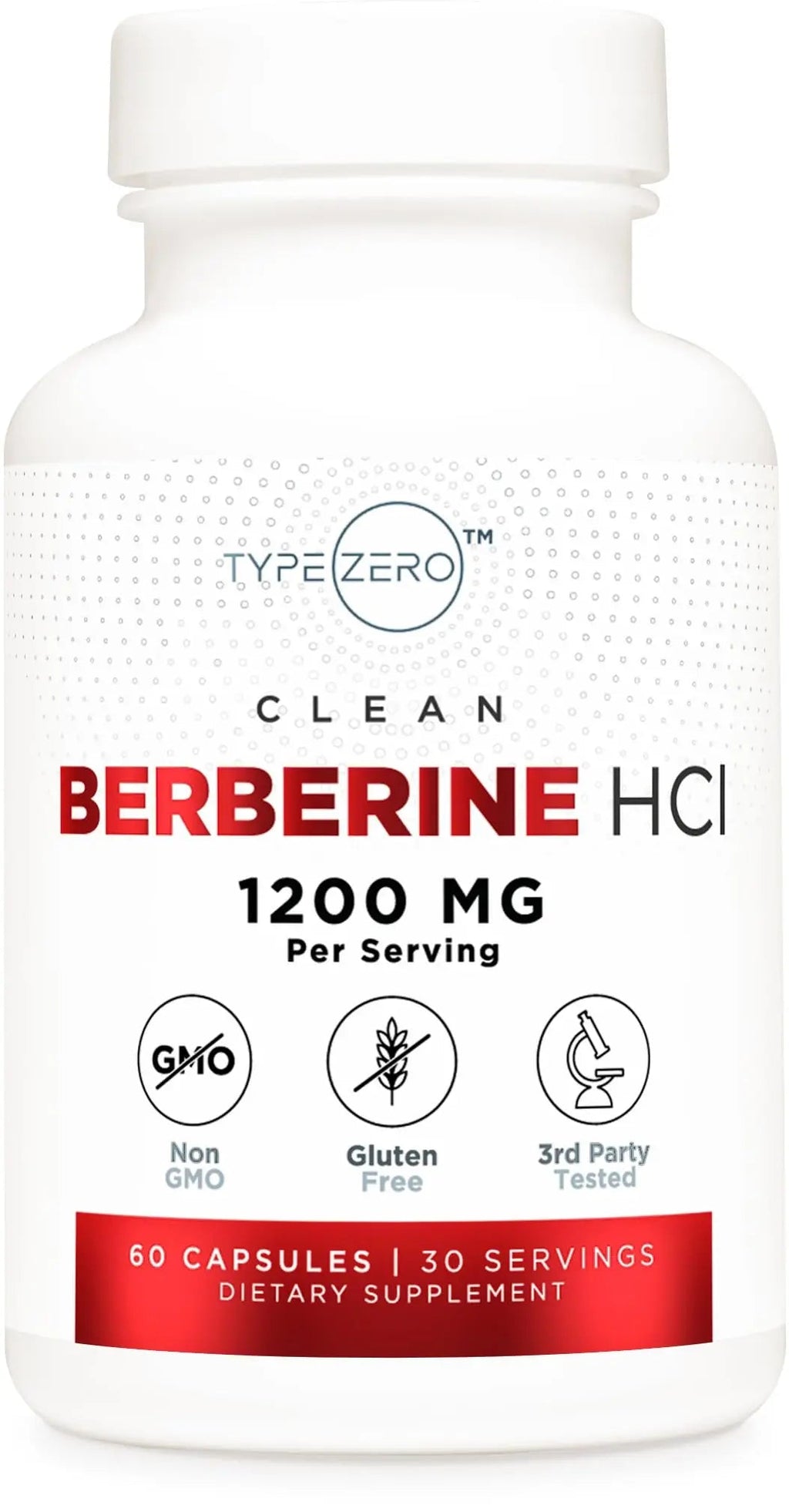 Type Zero Berberine HCL 1200mg 60 Capsules - Clean, Non-GMO, Gluten Free Supplement - TrustMedUSA
