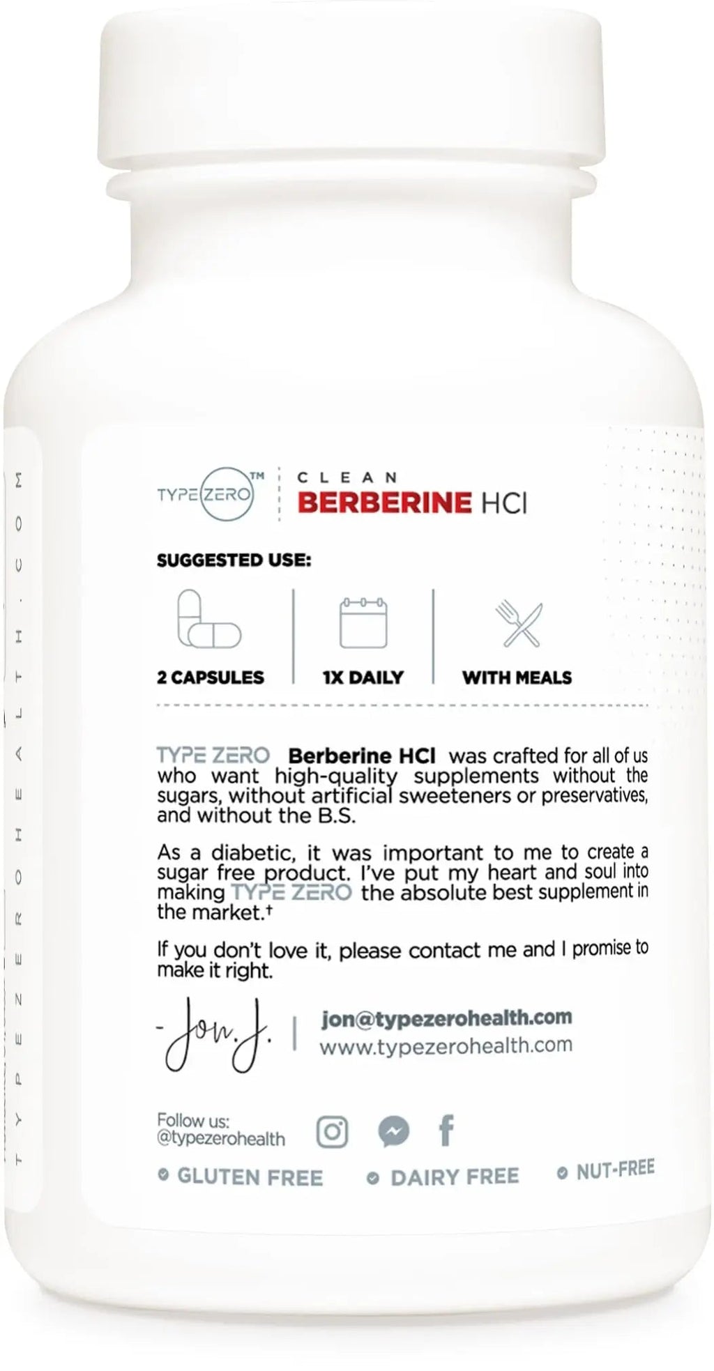 Type Zero Berberine HCL 1200mg 60 Capsules - Clean, Non-GMO, Gluten Free Supplement - TrustMedUSA
