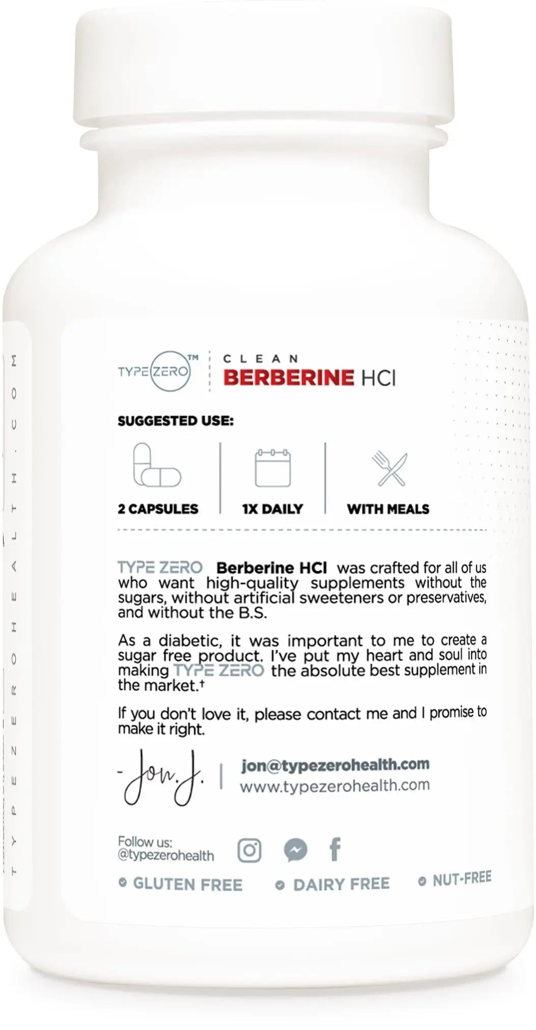 Type Zero Berberine HCL 1200mg 60 Capsules - Clean, Non-GMO, Gluten Free Supplement - TrustMedUSA