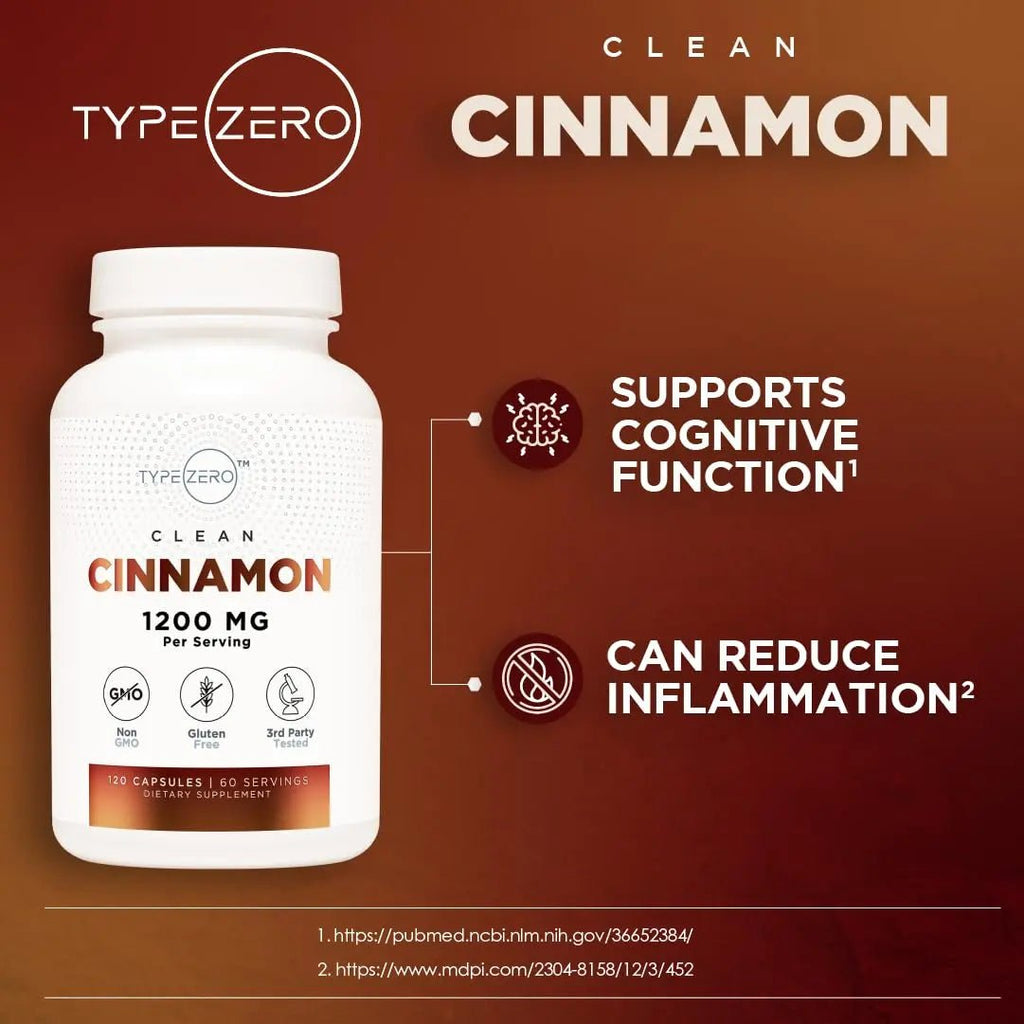 Type Zero Ceylon Cinnamon Capsules (1200mg | 120 Capsules) - Natural, Non-GMO, Gluten Free, Organic Cinnamon Bark Supplement - TrustMedUSA