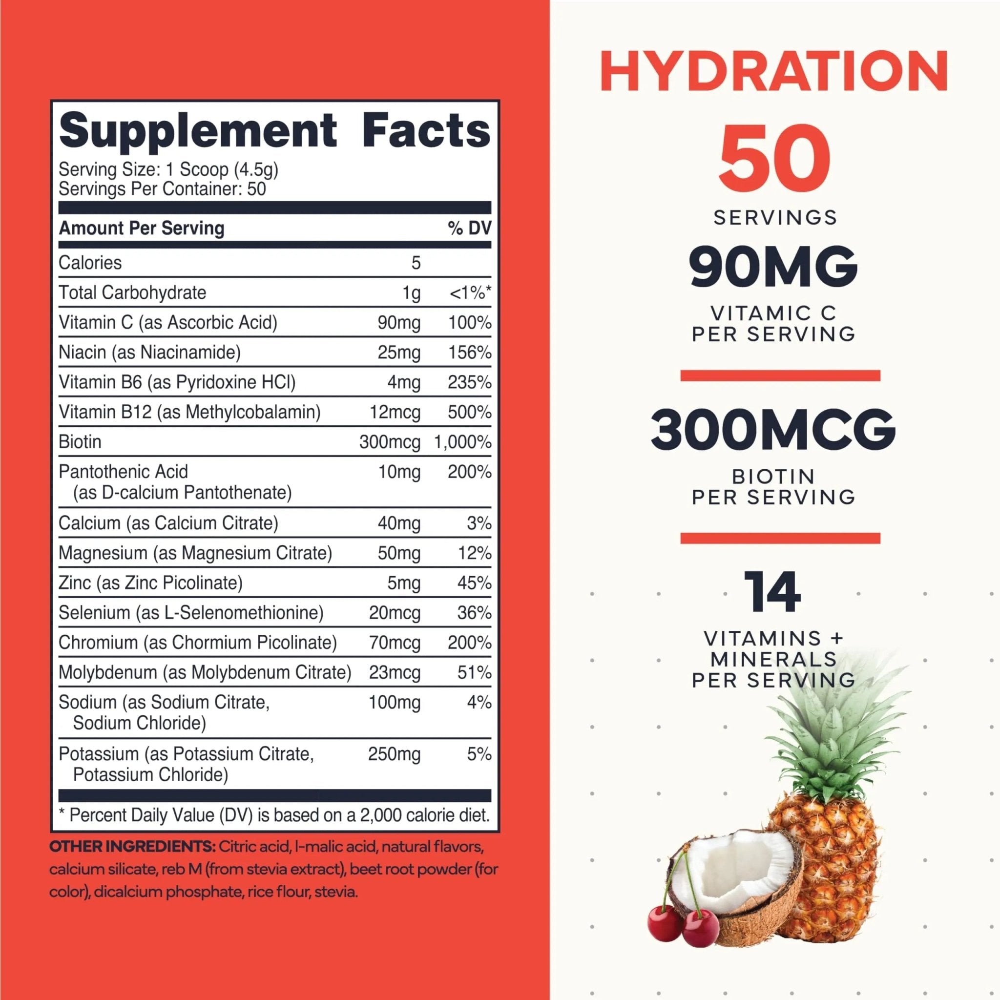 Type Zero Clean Electrolytes Hydration Powder Drink Mix + 14 Essential Vitamins & Minerals - Sugar Free, Zero Artificial Ingredients - Fruit Punch, 50 Servings - TrustMedUSA