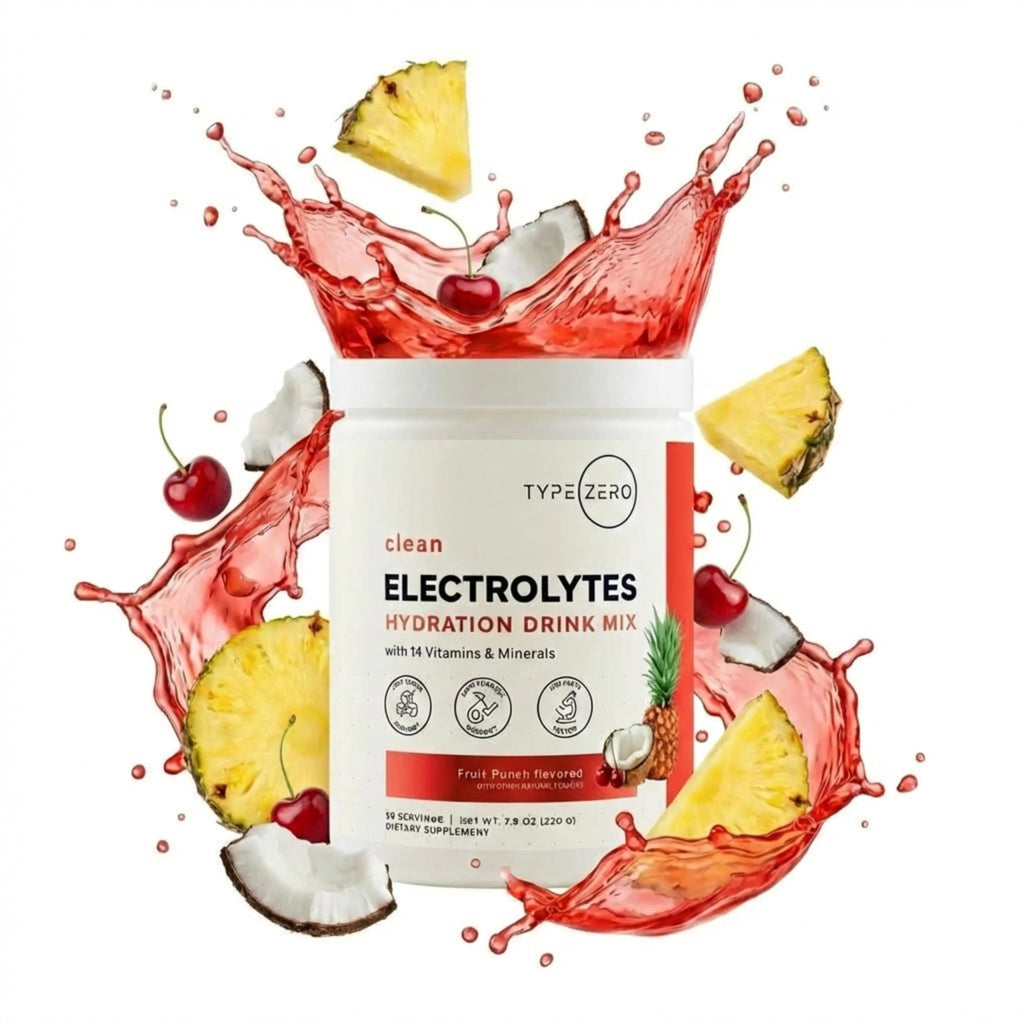 Type Zero Clean Electrolytes Hydration Powder Drink Mix + 14 Essential Vitamins & Minerals - Sugar Free, Zero Artificial Ingredients - Fruit Punch, 50 Servings - TrustMedUSA