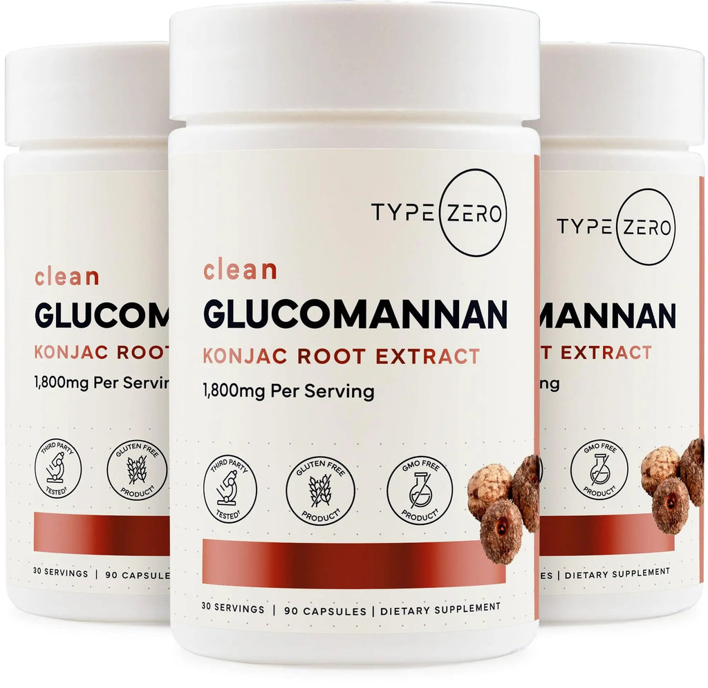 Type Zero Clean Glucomannan Konjac Root Extract (90 Capsules)(1,800 MG Per Serving) - 30 Servings, Non-GMO, Gluten Free - TrustMedUSA