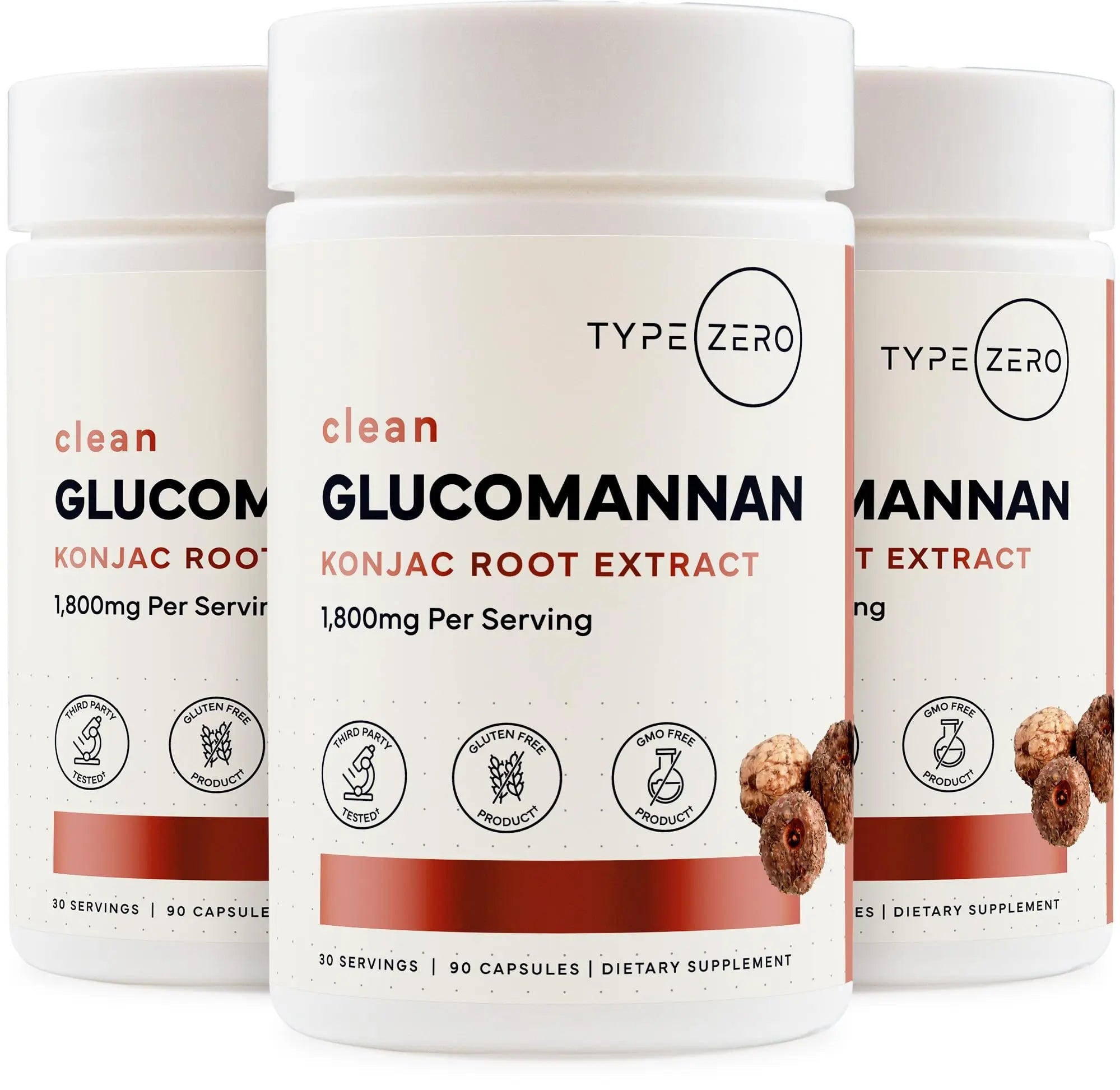 Type Zero Clean Glucomannan Konjac Root Extract (90 Capsules)(1,800 MG Per Serving) - 30 Servings, Non-GMO, Gluten Free - TrustMedUSA