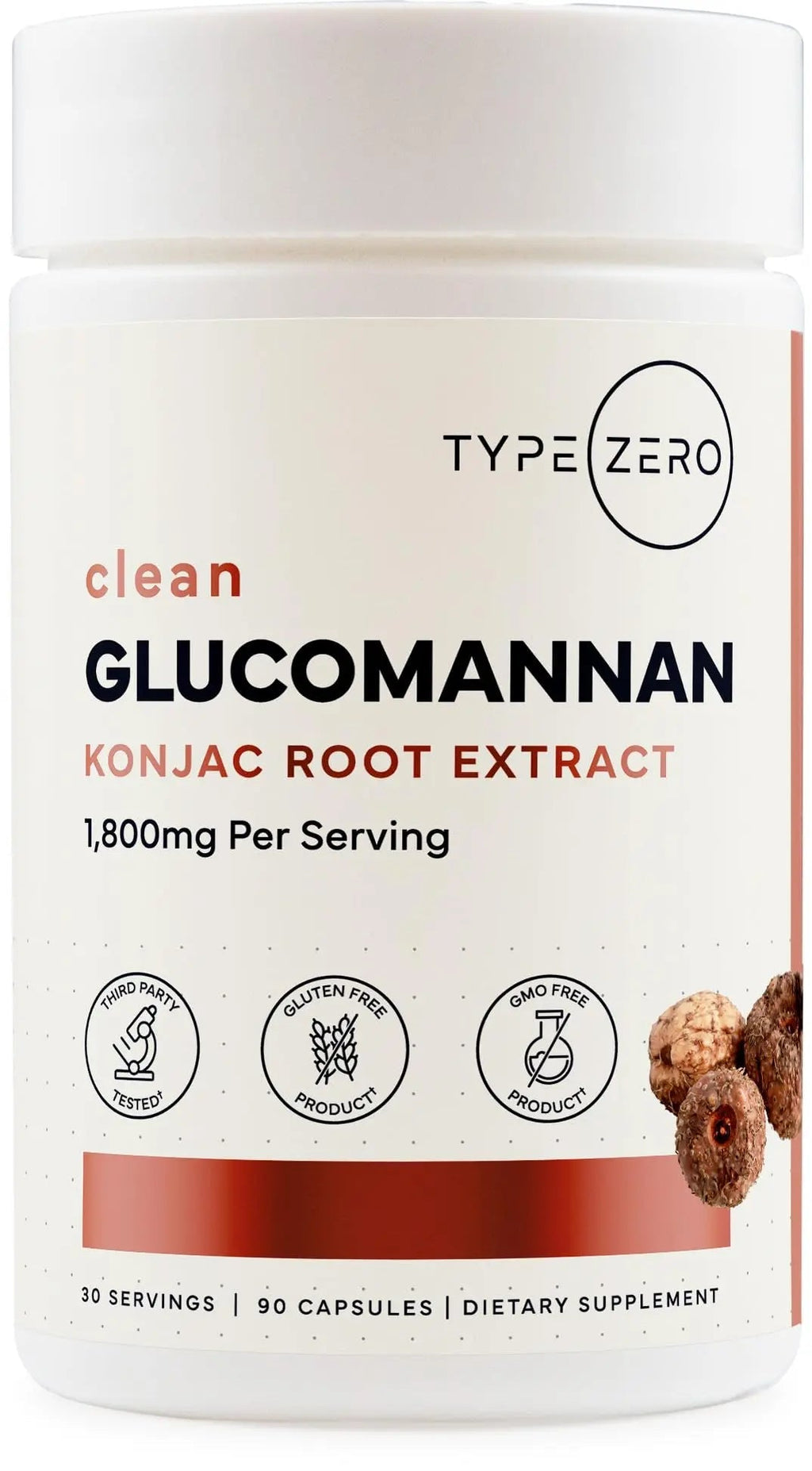 Type Zero Clean Glucomannan Konjac Root Extract (90 Capsules)(1,800 MG Per Serving) - 30 Servings, Non-GMO, Gluten Free - TrustMedUSA