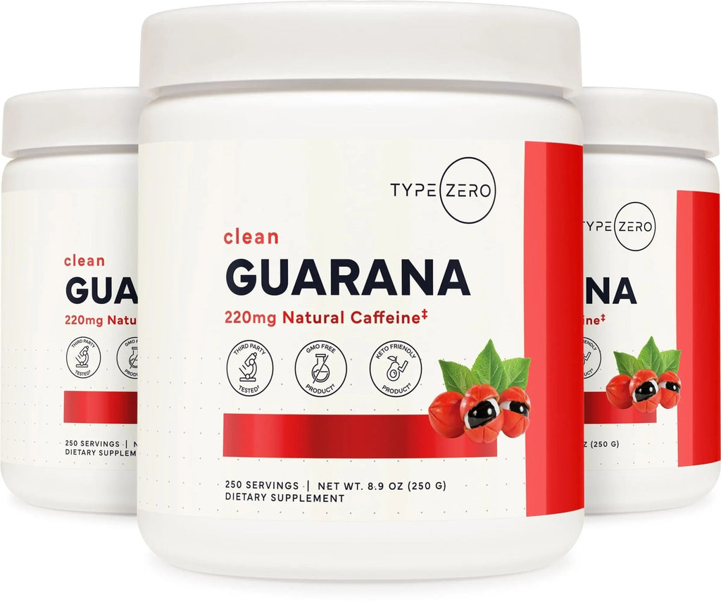 Type Zero Clean Guarana Powder Drink Mix (250 Servings, Unflavored) - 220 MG Caffeine Per Serving, Natural Caffeine, Non GMO, Gluten Free - TrustMedUSA