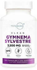 Type Zero Clean Gymnema Sylvestre 3,500mg Equivalent from 175mg of 20:1 Extract Per Serving, 120 Capsules for 120 Servings Per Bottle, Non-GMO. Gluten Free - TrustMedUSA