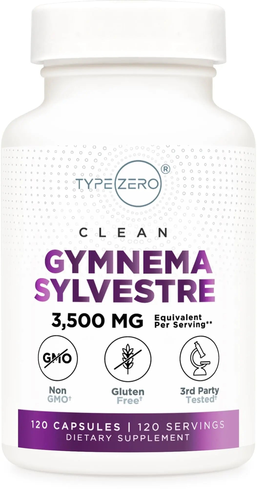 Type Zero Clean Gymnema Sylvestre 3,500mg Equivalent from 175mg of 20:1 Extract Per Serving, 120 Capsules for 120 Servings Per Bottle, Non-GMO. Gluten Free - TrustMedUSA