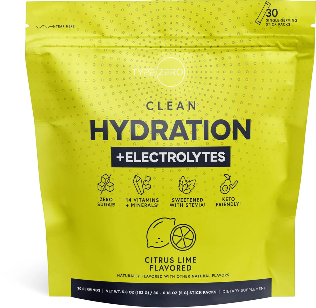 Type Zero Clean Hydration + Electrolytes Drink Mix (30 Single-Serving Packets) (Citrus Lime Flavored) - Advanced Hydration for Any Occasion - TrustMedUSA