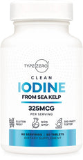 Type Zero Clean Iodine Tablets (60 Servings, 325 MCG Per Serving) - from Sea Kelp, Non-GMO, Gluten Free - TrustMedUSA