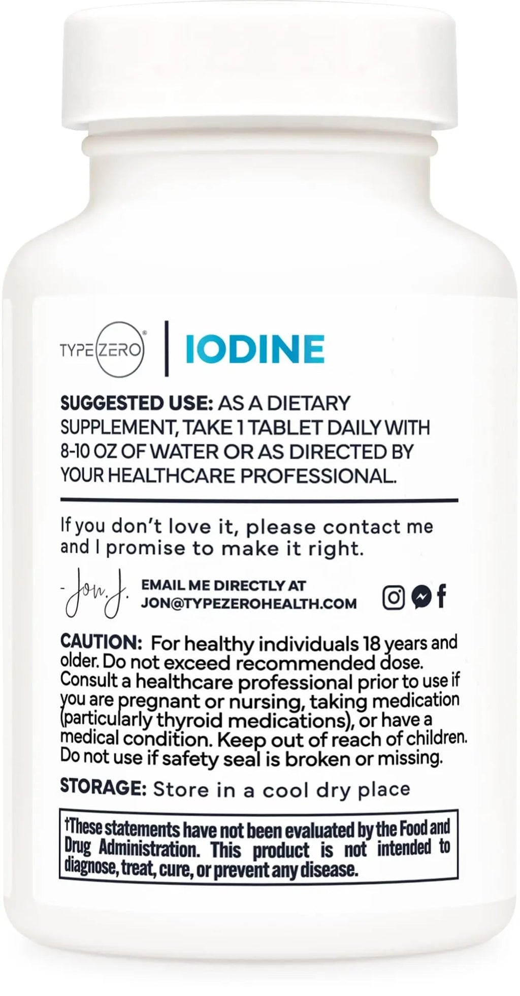 Type Zero Clean Iodine Tablets (60 Servings, 325 MCG Per Serving) - from Sea Kelp, Non-GMO, Gluten Free - TrustMedUSA