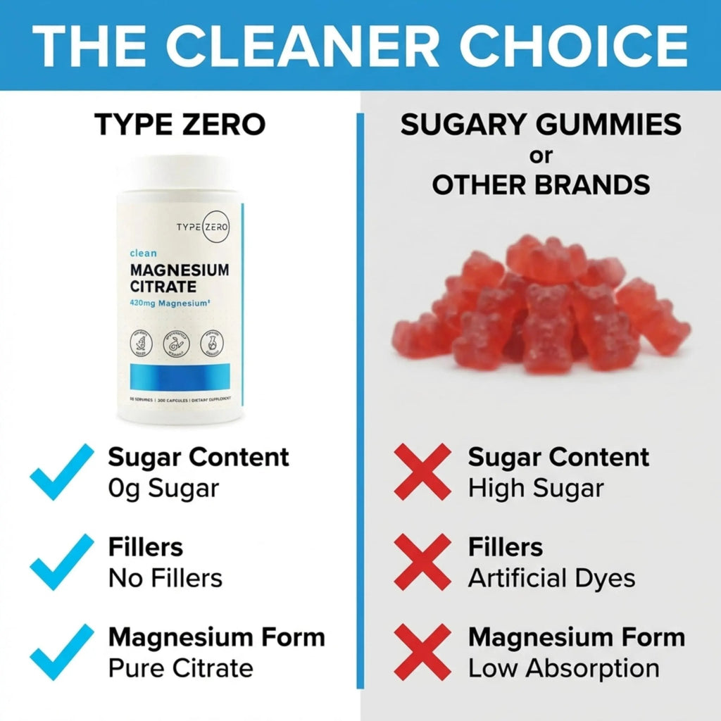 Type Zero Clean Magnesium Citrate Capsules (420mg Per Serving - 200 Capsules) Pure Magnesium Citrate Supplement, Non-GMO - Gluten Free, 50 Servings - TrustMedUSA